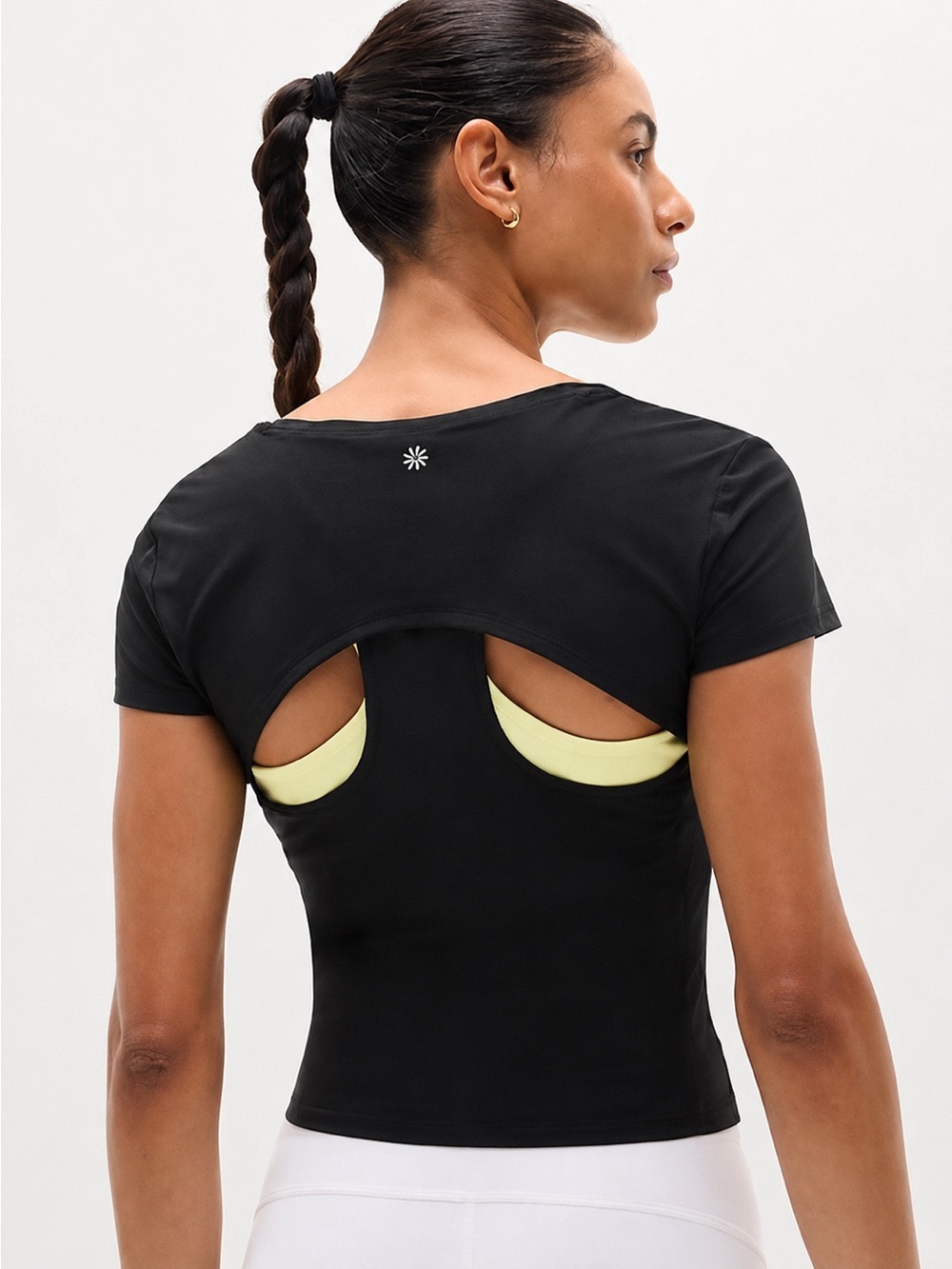 Athleta Endurance Racerback Tee NWT Size XS Cut-Out Short Sleeve Top Black